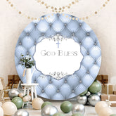 Aperturee - Sliver God Bless Round Baby Shower Backdrops